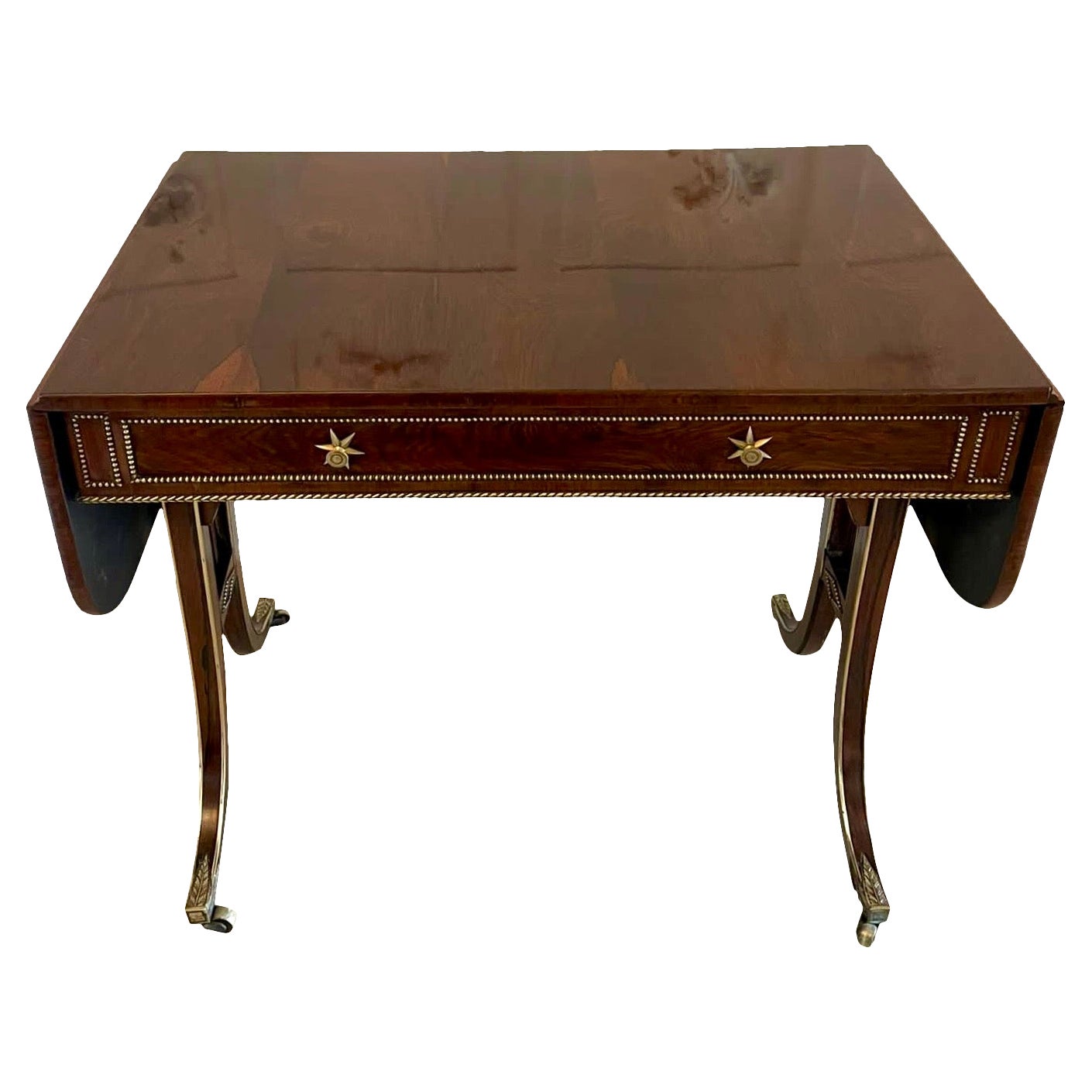 Fine Quality Antique Regency Brass Inlaid Rosewood Freestanding Sofa/Side Table For Sale