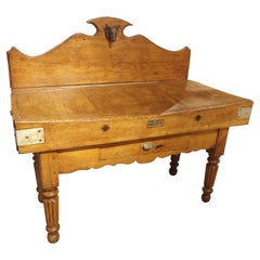 Vintage Butcher Block Table from Dijon, France, Circa 1890