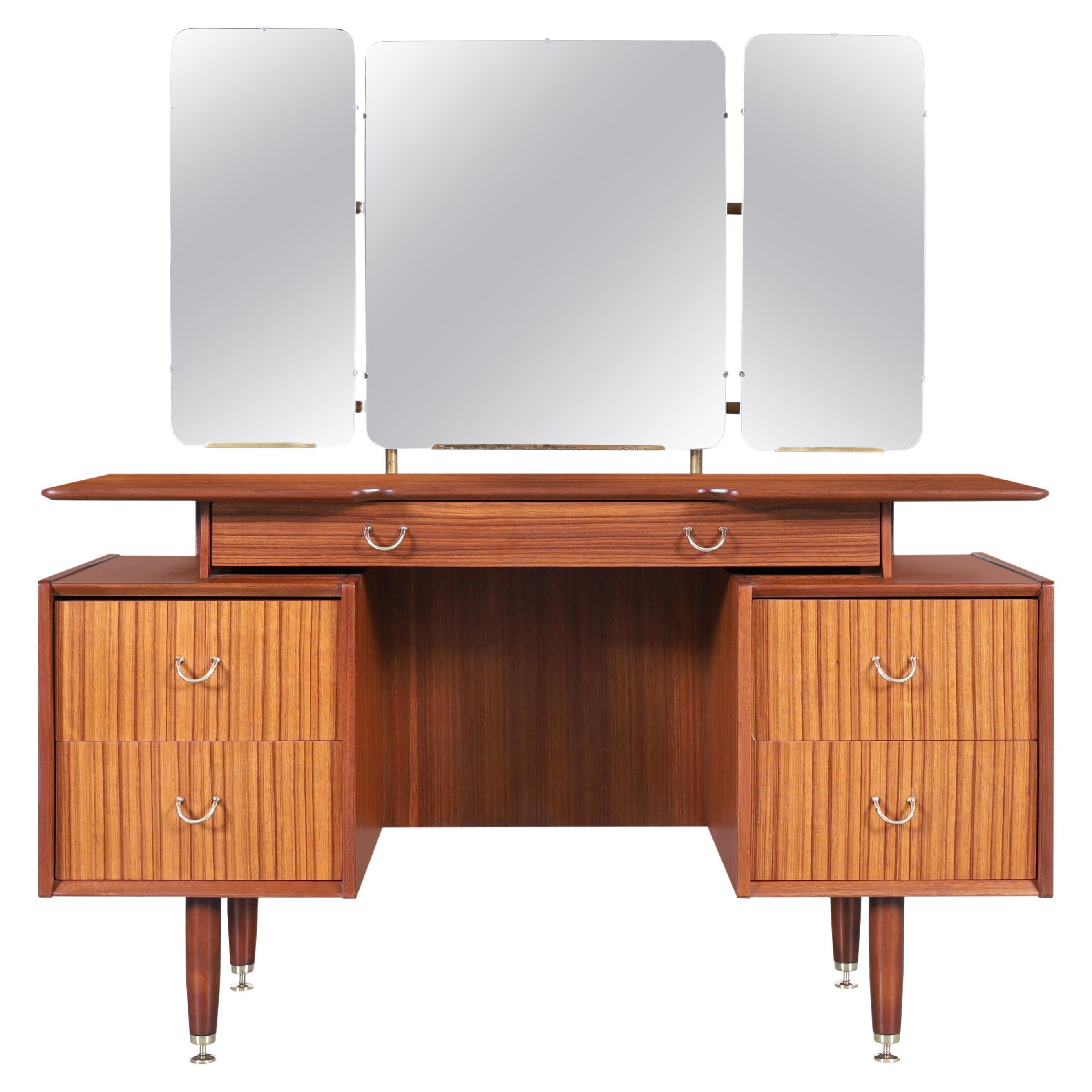 Mid-Century African Mahogany Vanity or Desk by E. Gomme for G-Plan For Sale