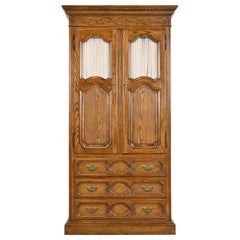 Used Baker Furniture French Provincial Louis XV Oak Armoire Dresser or Linen Press