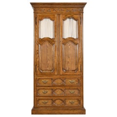 Vintage Baker Furniture French Provincial Louis XV Oak Armoire Dresser or Linen Press