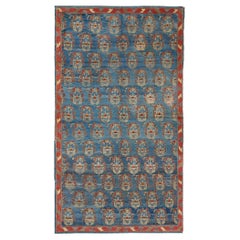 Handgewebter antiker türkischer Oushak-Teppich CIRCA-1900 Blau Boteh