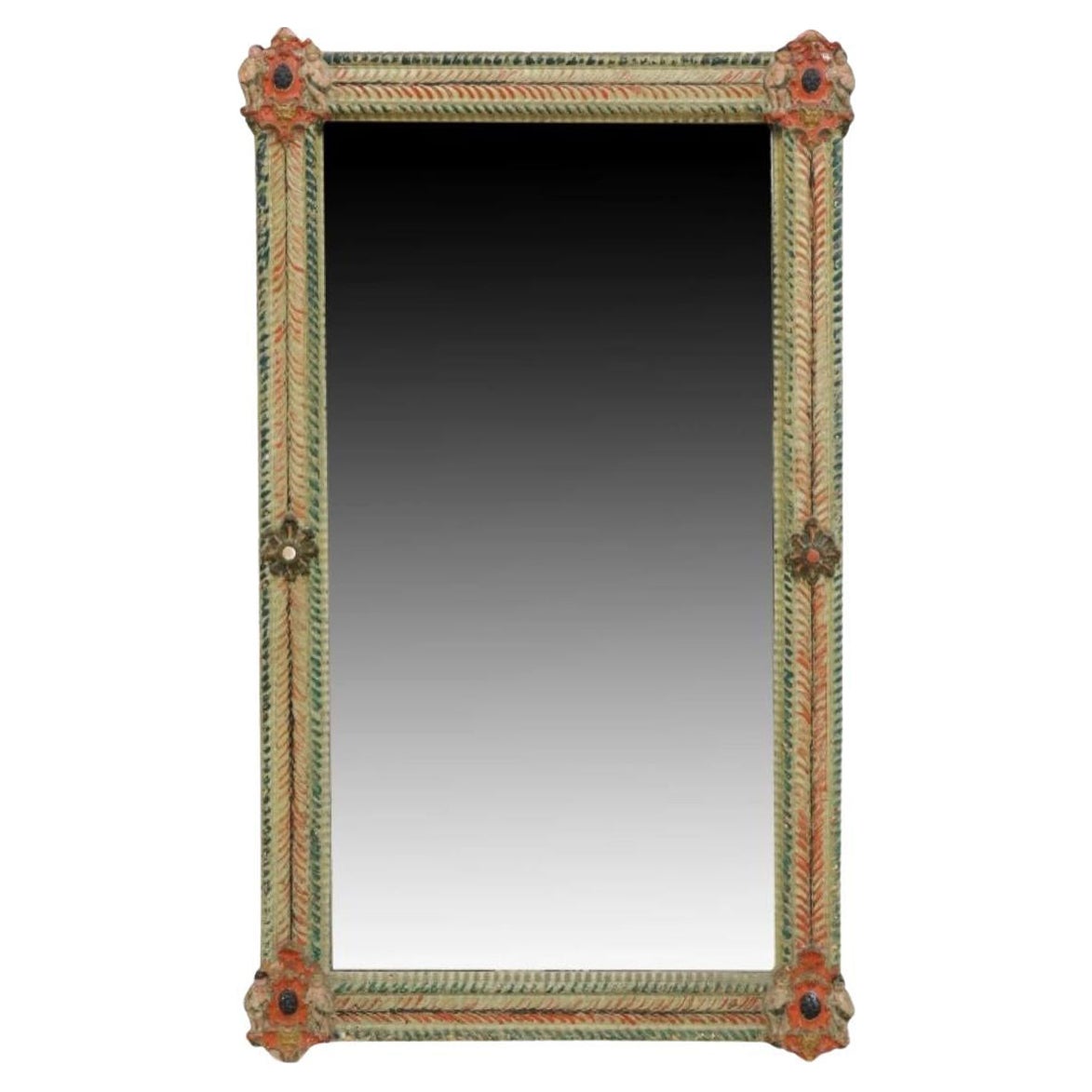 Italian Polychrome Painted Mirror For Sale