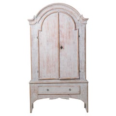 Antique Rococo Northern Swedish Rustic Genuine Grey Country Cabinet