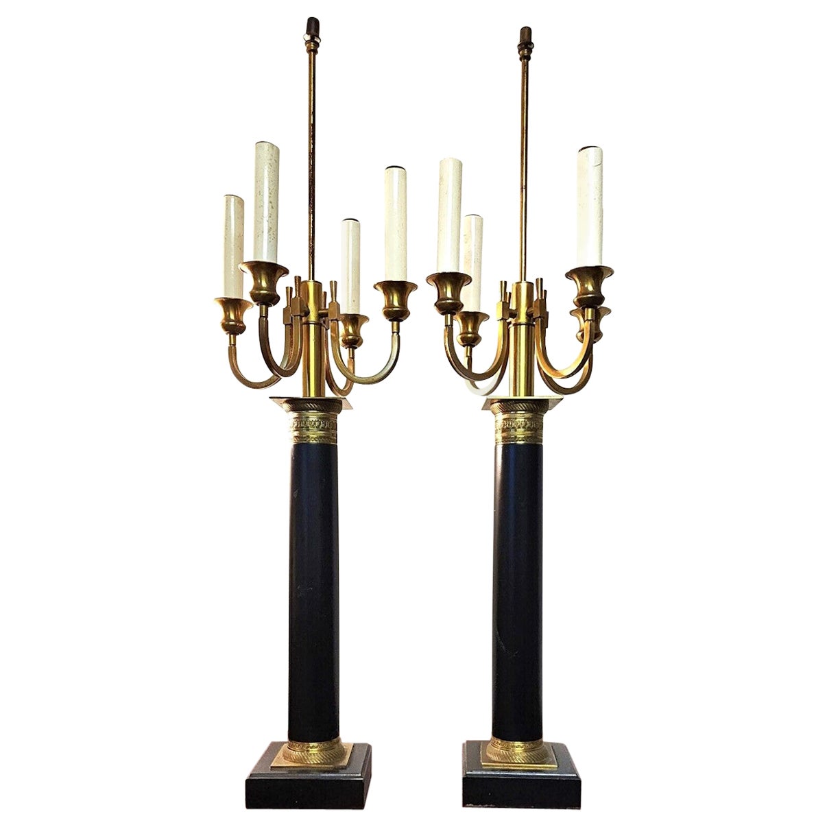 Italian Neoclassical Table Lamps Candelabra Vintage Large