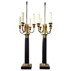 Italian Neoclassical Table Lamps Candelabra Vintage Large