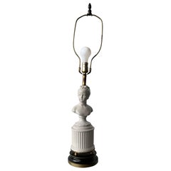 Vintage Ceramic Bust Lamp D'apres Houdon France Signed