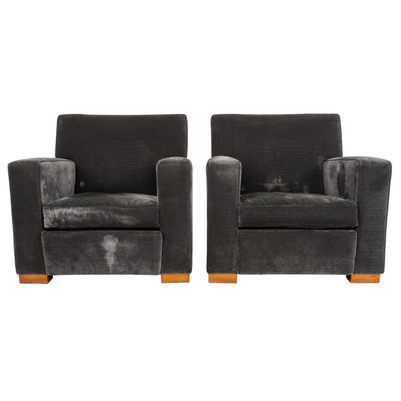 Frank Style Art Deco Club Armchairs, 2 For Sale