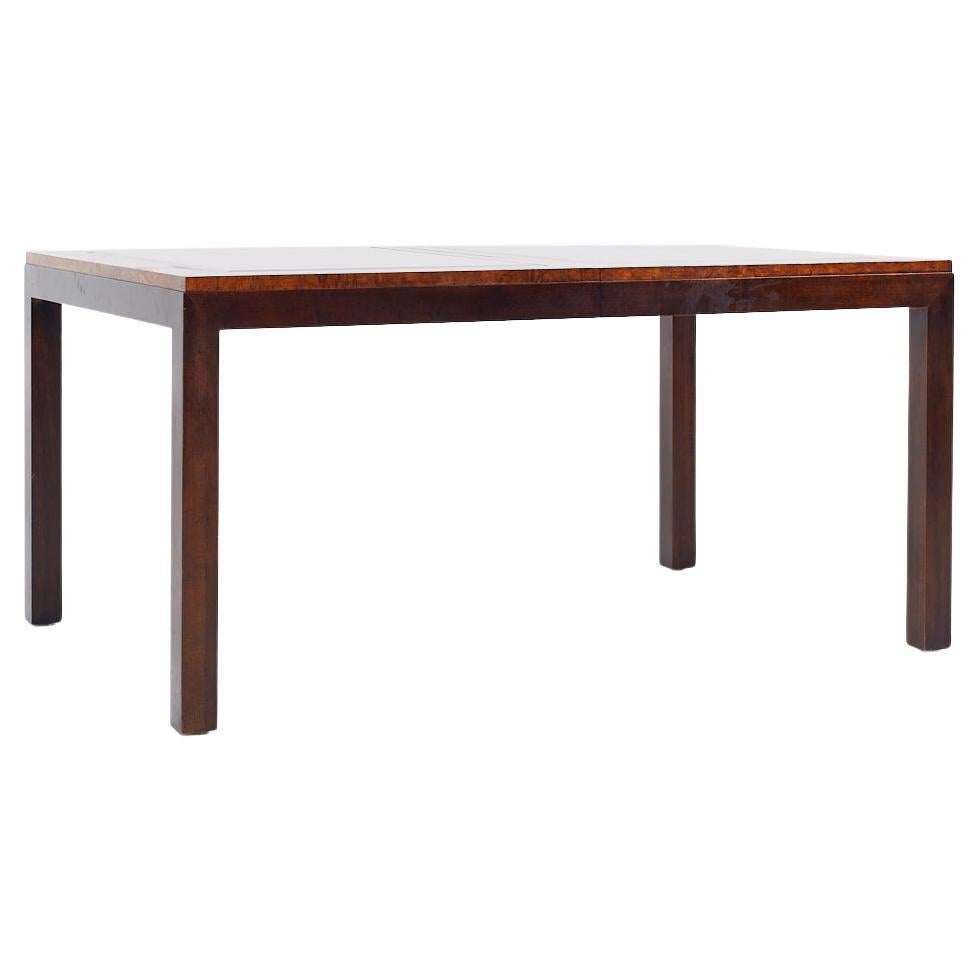 Century Furniture Mid Century Burlwood and Glass Expanding Dining Table For Sale