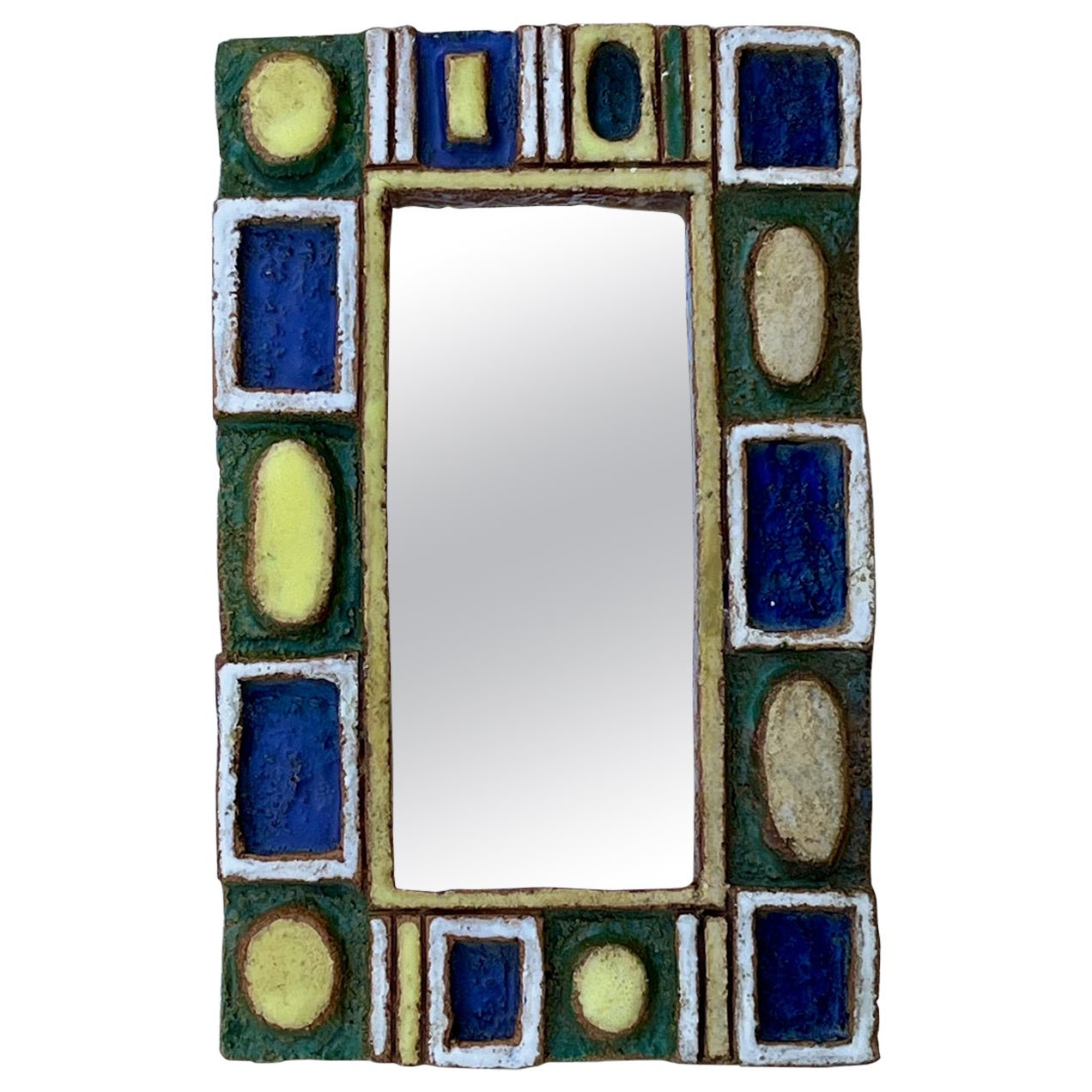 Large ceramic mirror by Les Argonautes, Vallauris, 1960's
