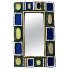 Large ceramic mirror by Les Argonautes, Vallauris, 1960's