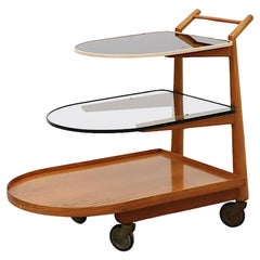 Mid-Century Cesare Lacca Style Deco Three Tiered Bar Cart