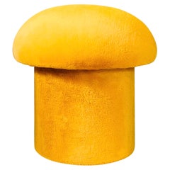 Mushroom Ottoman in Topaz Plush