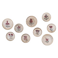 Set of 9 French Ceramic Painted Plates by Gustave Reynaud