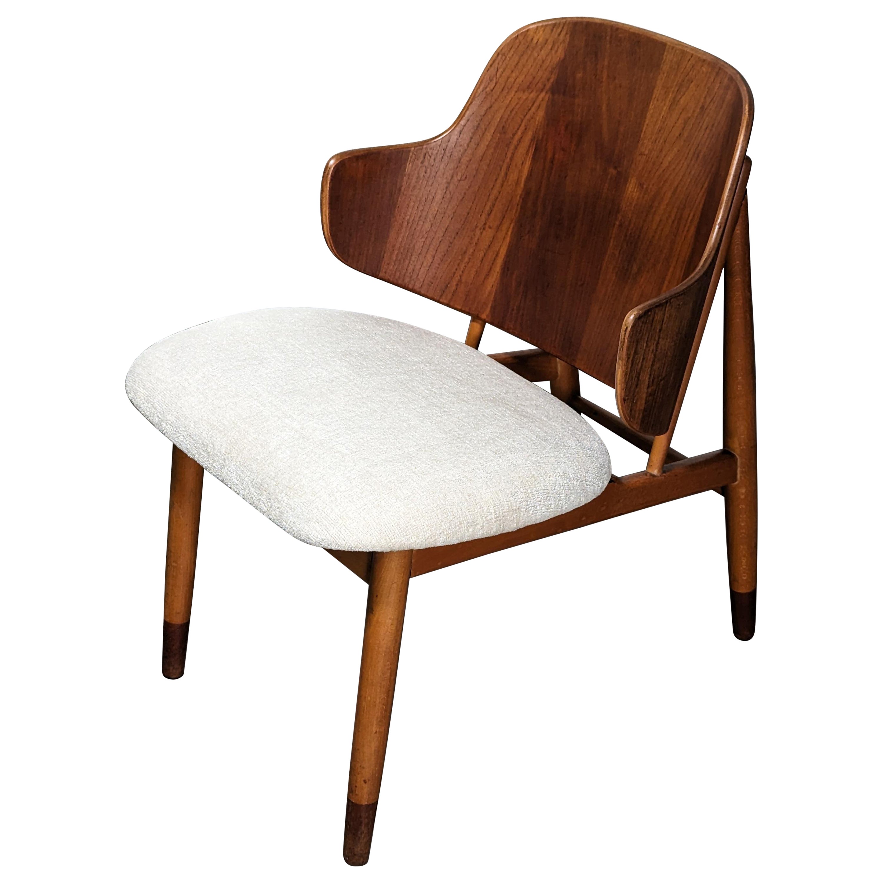 Mid Century Danish Teak & Beech Wood Penguin Chair by Ib Kofod-Larsen, c1950s For Sale