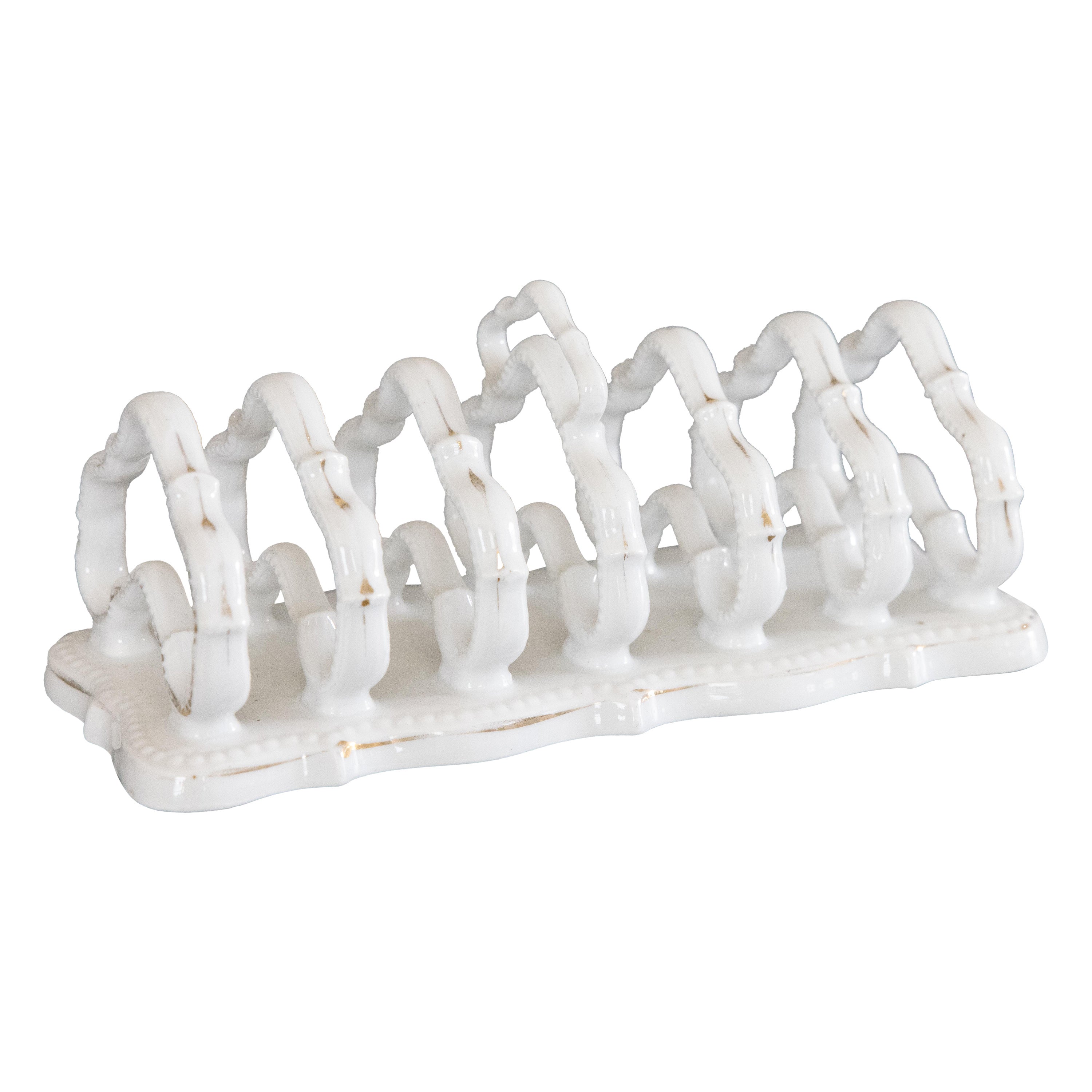 Antique English White Ironstone Toast Rack For Sale