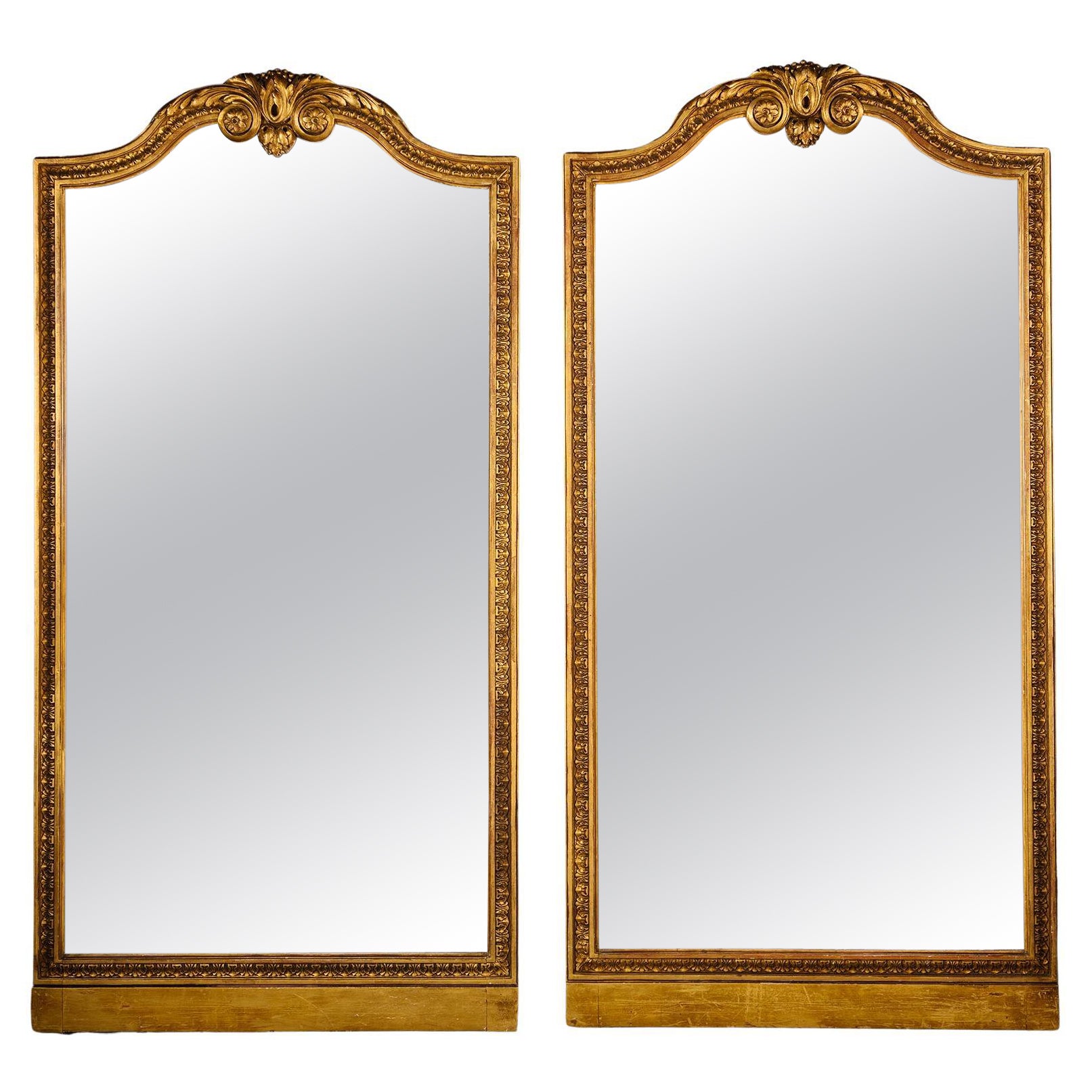 A Pair of Louis XVI Style Giltwood Mirrors For Sale