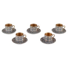 Raija Uosikkinen, Arabia. Set of five "Asta" coffee cups with saucers. 