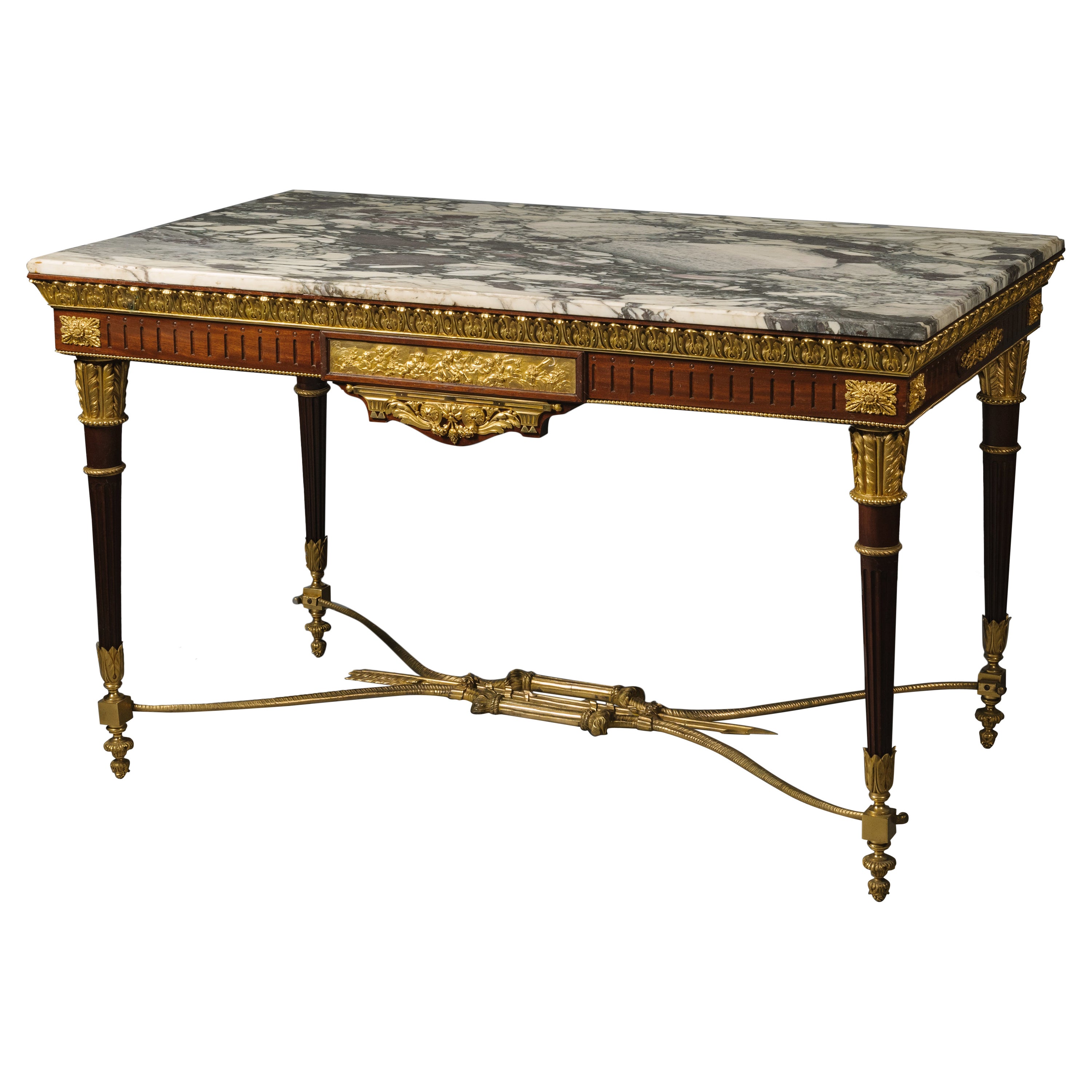Table centrale de style Louis XVI montée en bronze doré