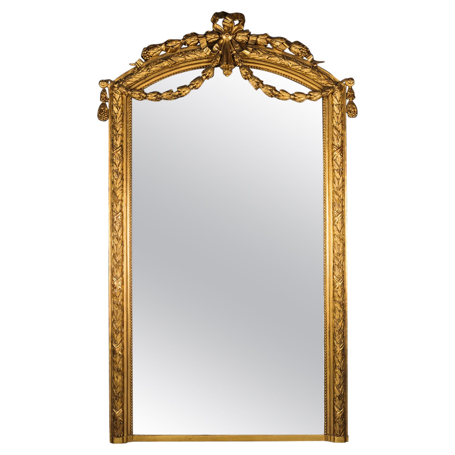 A Large Napoleon III Carved Giltwood & Gesso Mirror For Sale