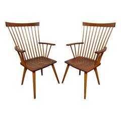Pair of Thomas Moser "Eastward" Arm Chairs in Cherry Dated 1991