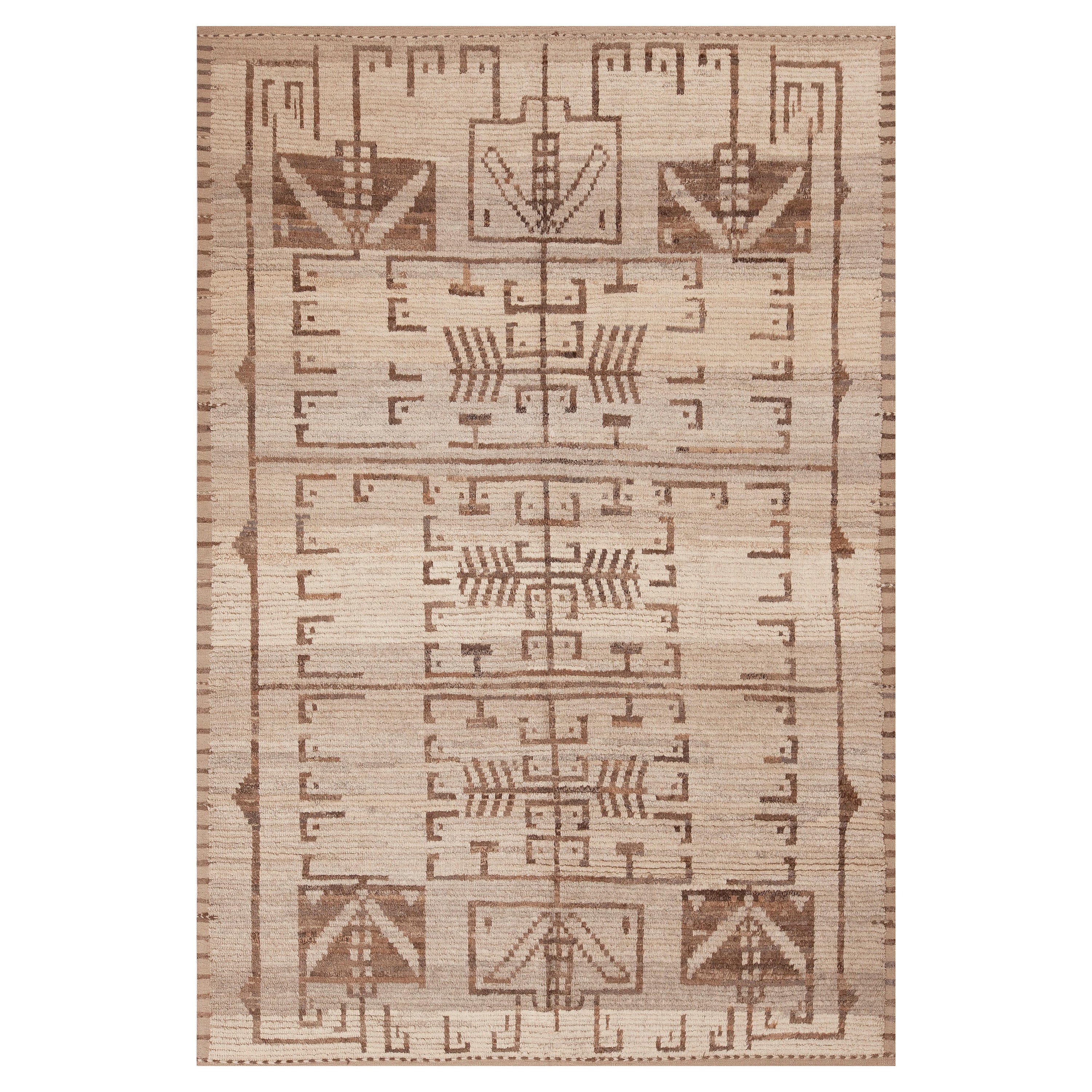 Nazmiyal Kollektion Neutral Creme Tribal Geometrischer moderner Teppich 6'8" x 9'6"