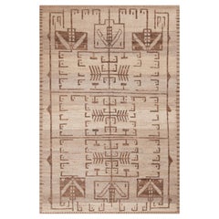 Nazmiyal Kollektion Neutral Creme Tribal Geometrischer moderner Teppich 6'8" x 9'6"