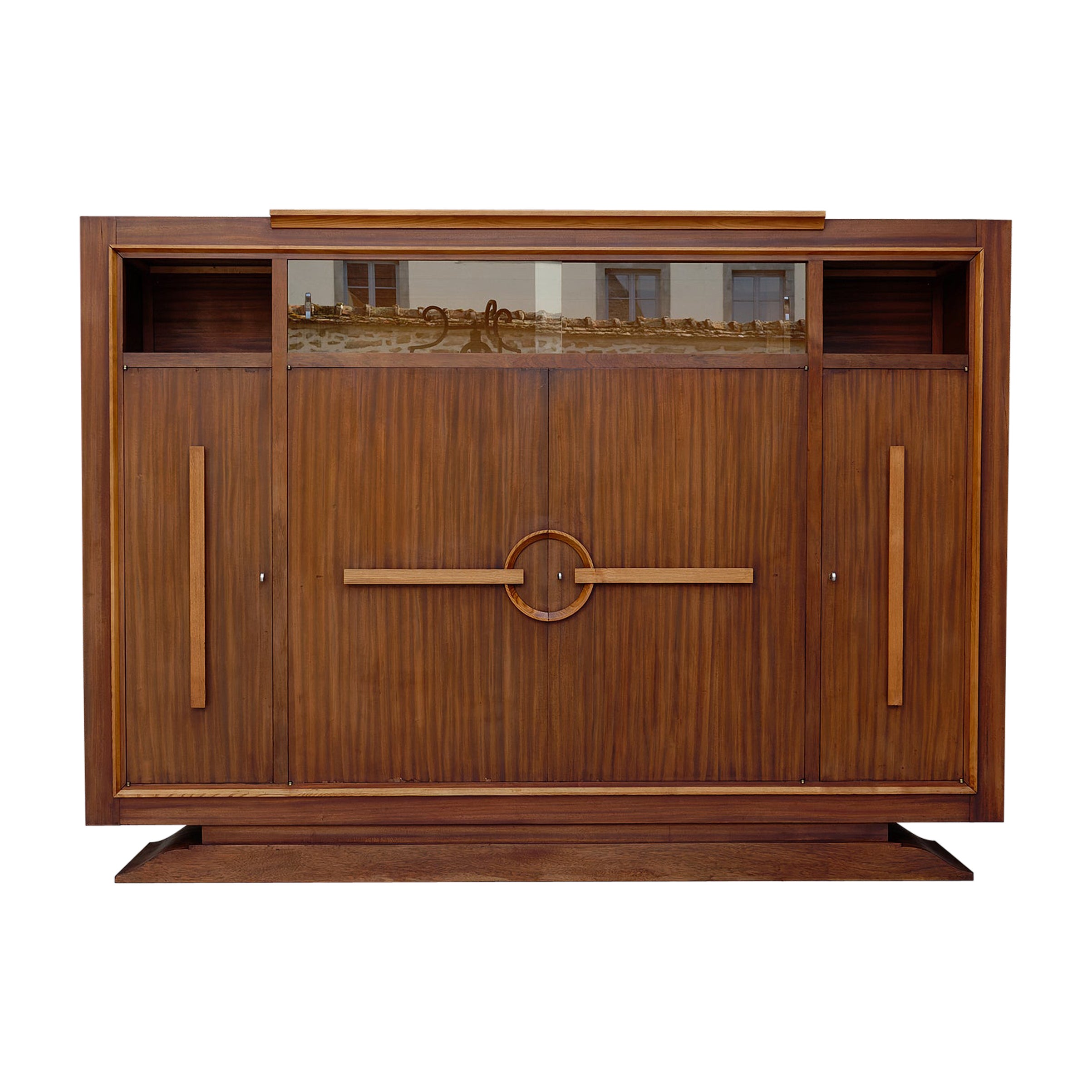 Modernist Art Deco bookcase / cabinet, Attributed to Auguste Vallin, France For Sale