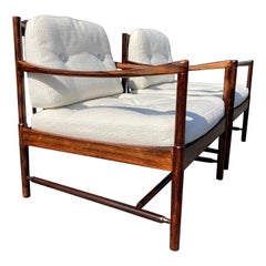 Pair of Rosewood Lounge Chairs Attributed to Kofod Larsen, Danish Modern