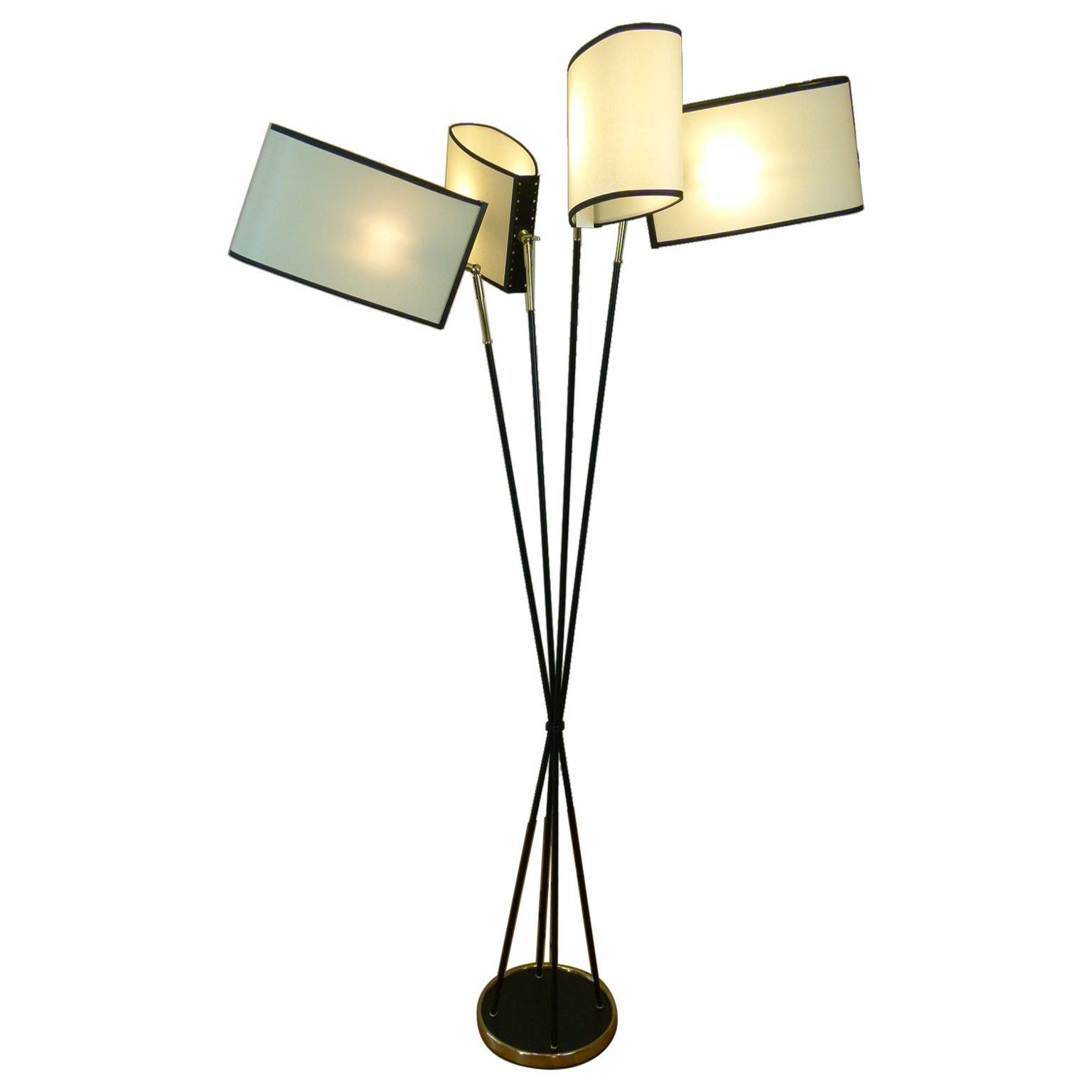 Pair of 4-shade floor lamps, Lunel House, circa 1950 For Sale