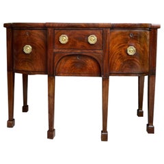 Antique English Flame Mahogany Buffet Sideboard Regency Neoclassical Style