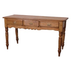 19th Century Country English Pine Farmhouse Work Table Console