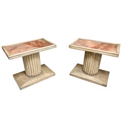 Jansen Side Tables With Marble Inset Tops, a Pair