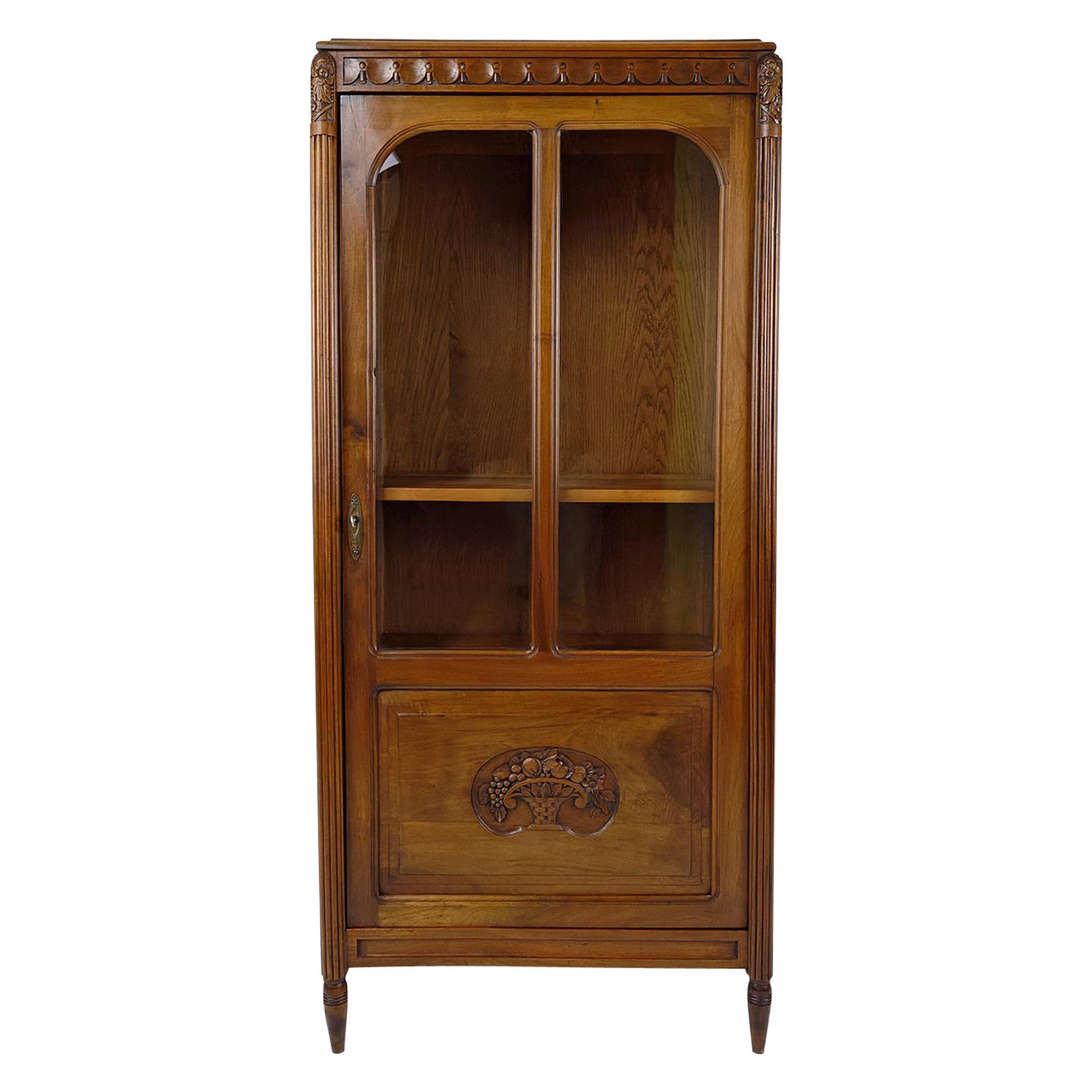 Art Deco display cabinet / showcase / bookcase in walnut, France, Circa 1920 For Sale