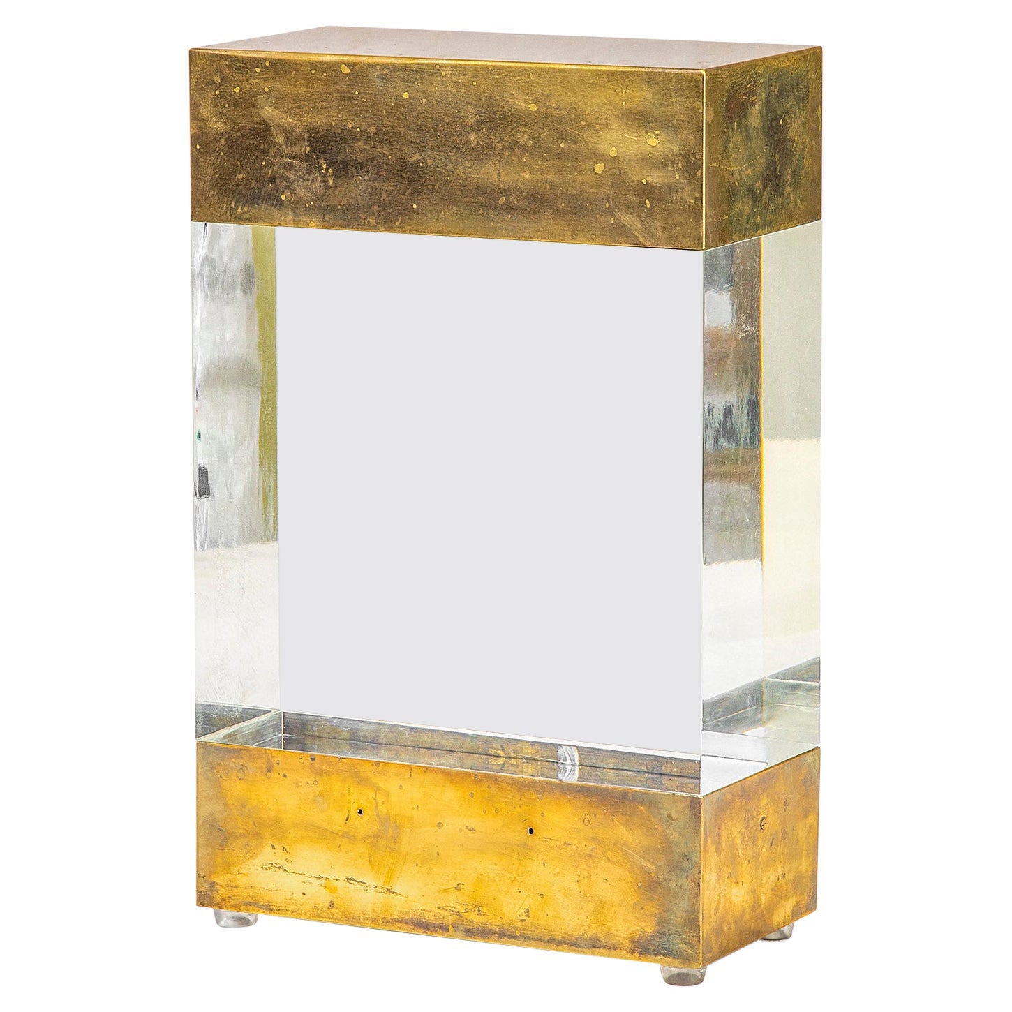 20th Century Gabriella Crespi Table Lamp in Brass and Plexiglass, '70s For Sale