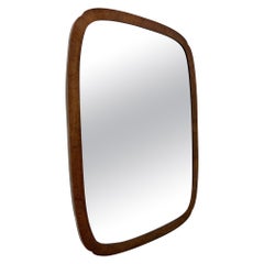BAKER Burl Walnut Asian Inspired Wall Mirror with Clipped Corners
