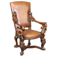 Fantastic Andrea Brustolon Style Theodore Alexander Attrib Figural Armchair