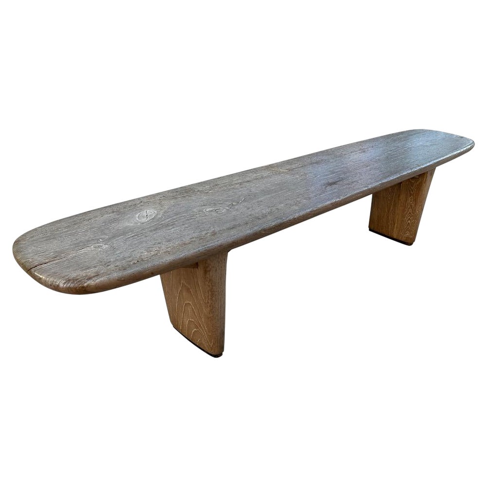 Andrianna Shamaris Mid Century Couture Teak Wood Bench  For Sale