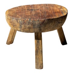 Primitive Hardwood Round Table From Central Yucatan, Mexico, Late 20th Century