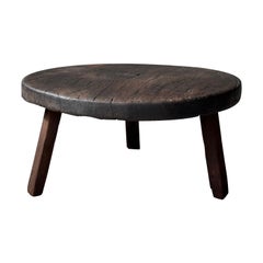 Retro Primitive Hardwood Round Table From Central Yucatan, Mexico, Mid 20th Century
