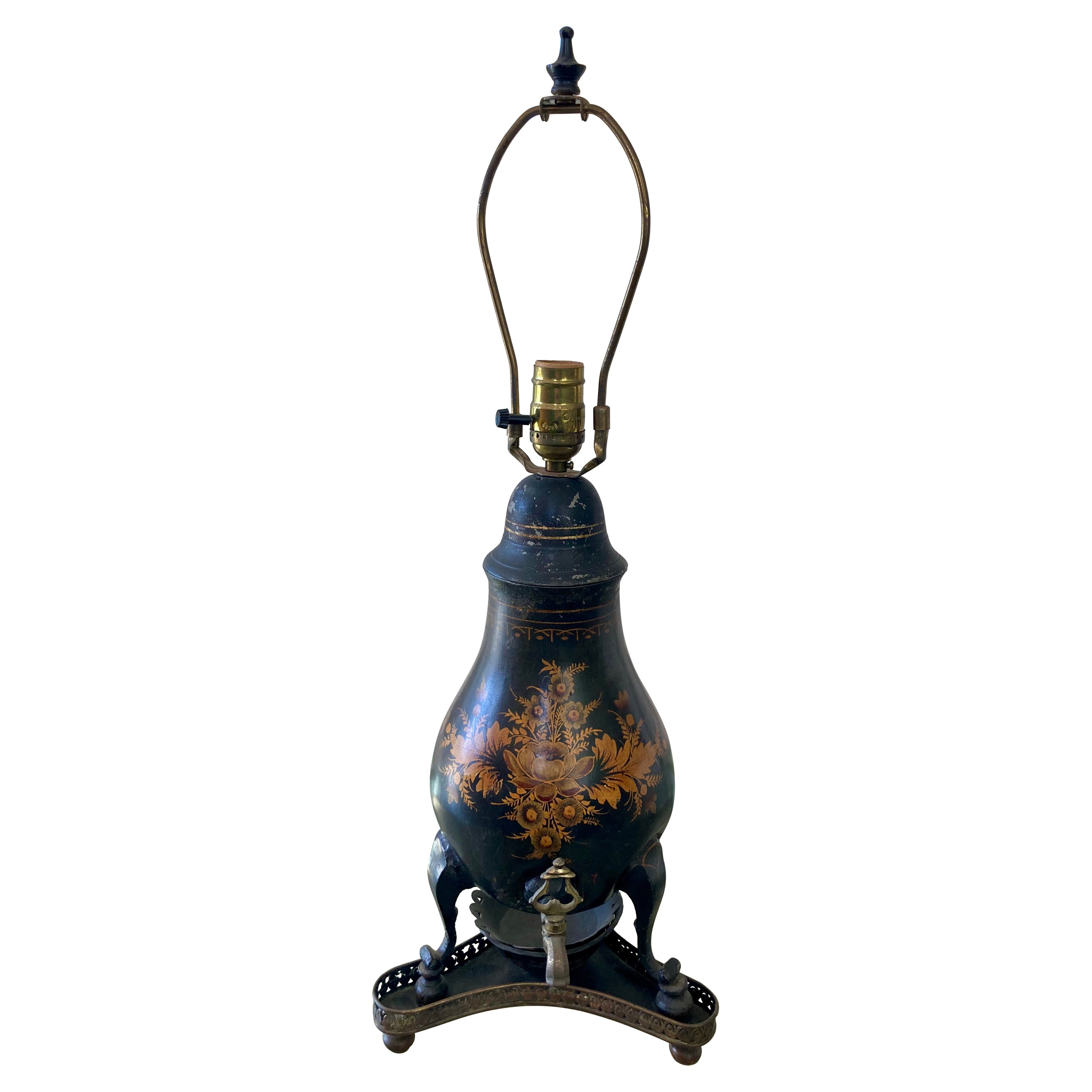 French Tole Decanter Lamp For Sale