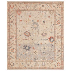 The Collective Ivory Allover Modern Turkish Oushak Design Rug 8'4" x 9'11" (collection ivoire)