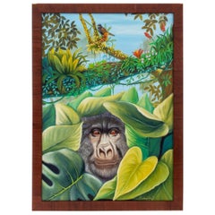 Haitian Jungle Scene with Gorilla, Oil on Canvas