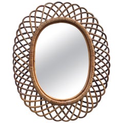 Mid Century Modern Italian Bamboo Sunburst Mirror for Rosenthal Netter