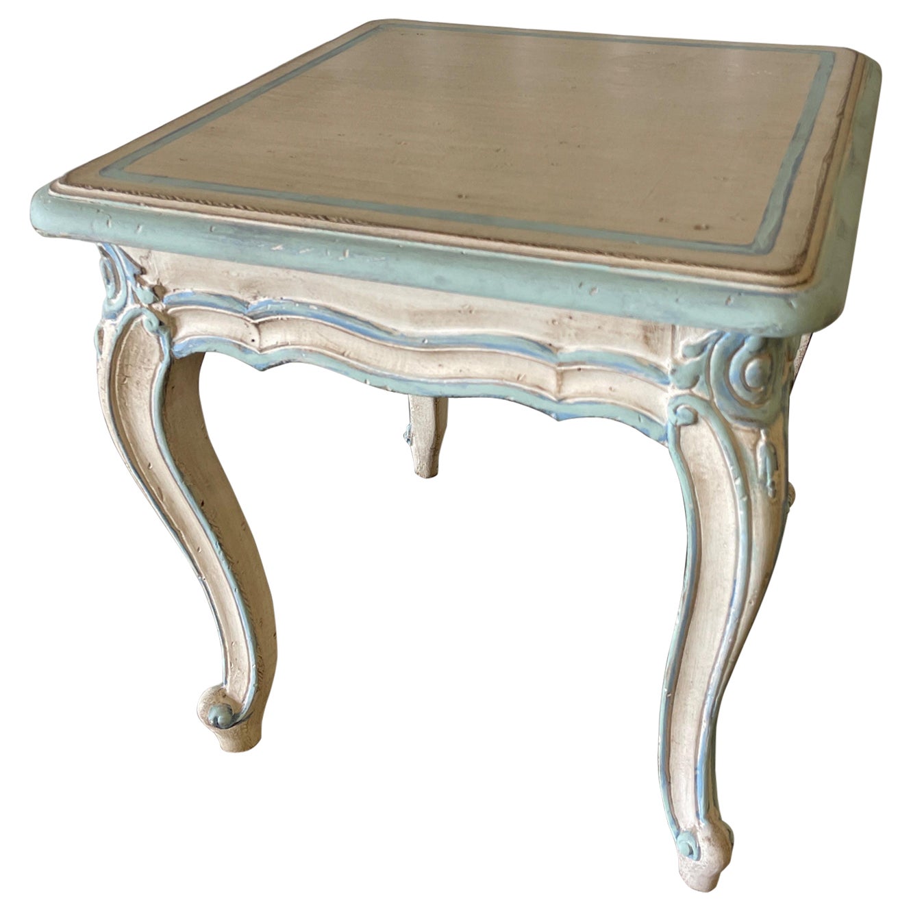Louis XV Style Painted Side Table with Pull Out Sides