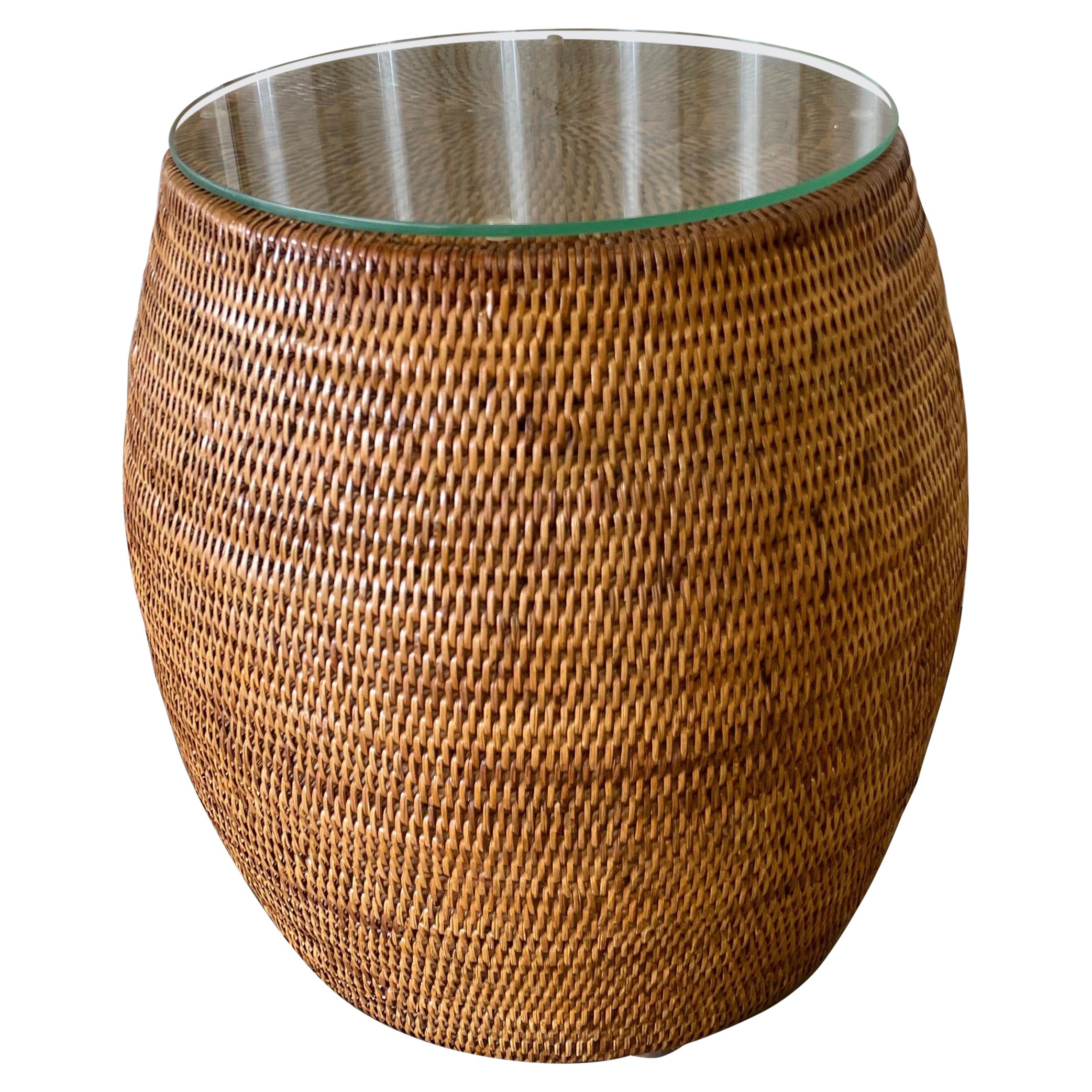 Woven Bamboo Garden Stool Side Table For Sale