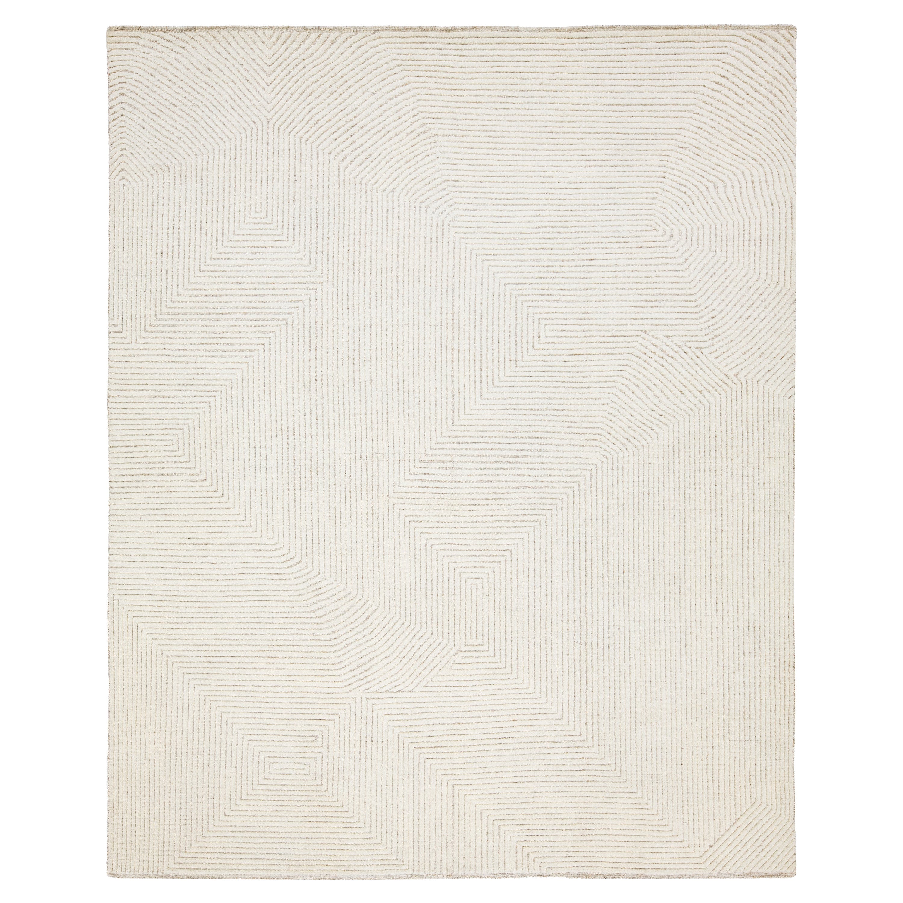 Modern Geometric Moroccan Style Wool Rug In Ivory For Sale