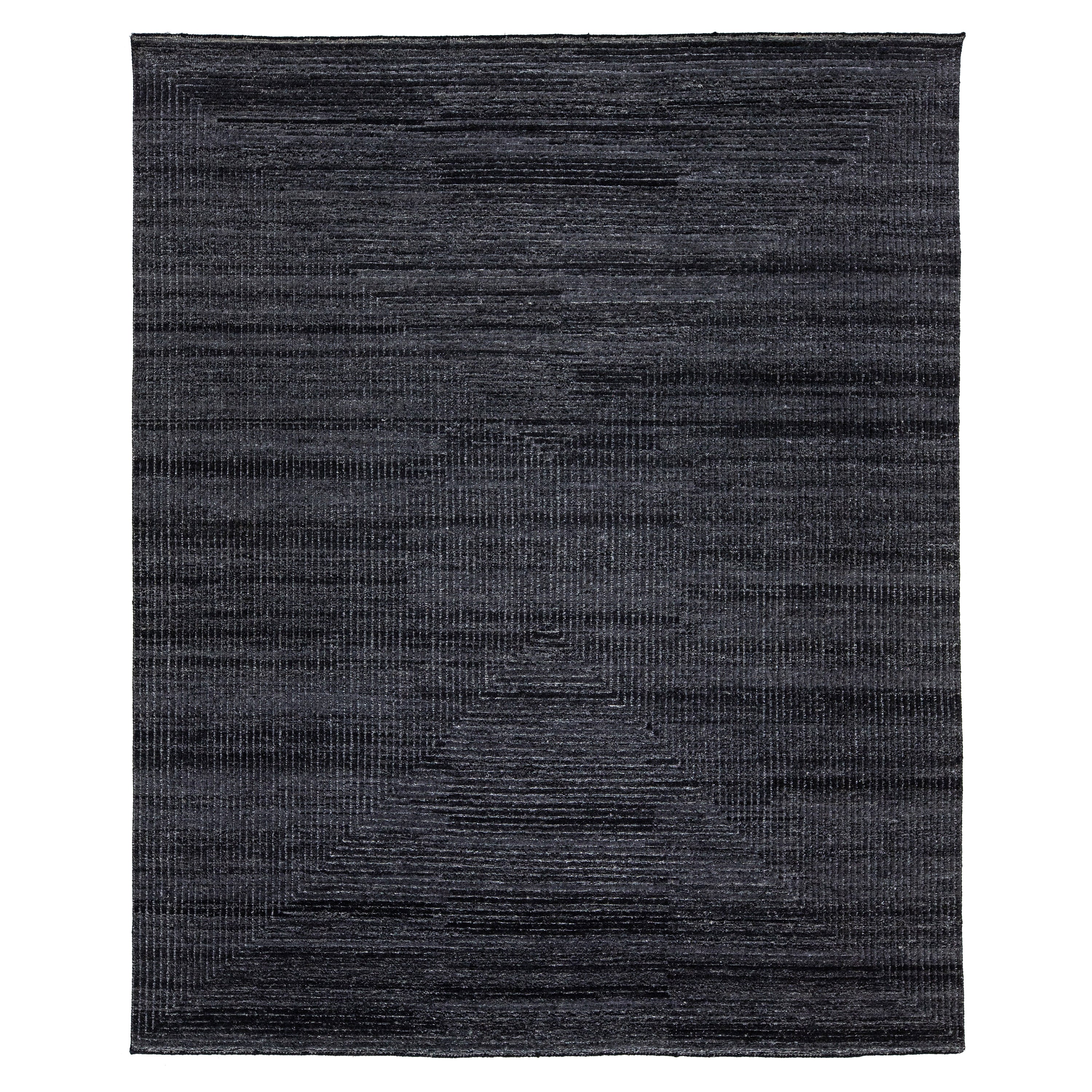 Contemporary Geometric Moroccan Style Wool Rug In Charcoal