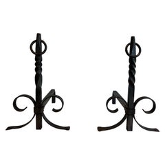 Pair of Wrought Iron Andirons