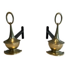 Pair of Neoclassical style Bronze Andirons